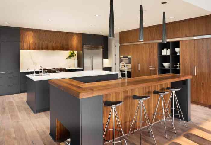 Kitchen modern wood style dark luxury gray natural designs ideas cabinet island two some oozes sterile effect give without off